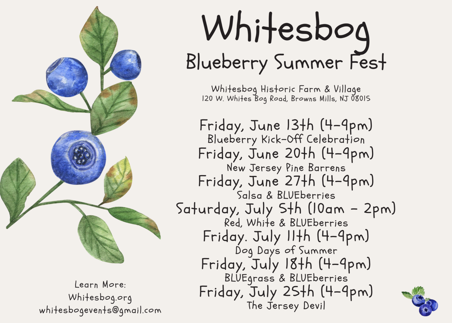 Whitesbog Blueberry Summer Festival Season: Two More Fridays To Celebrate